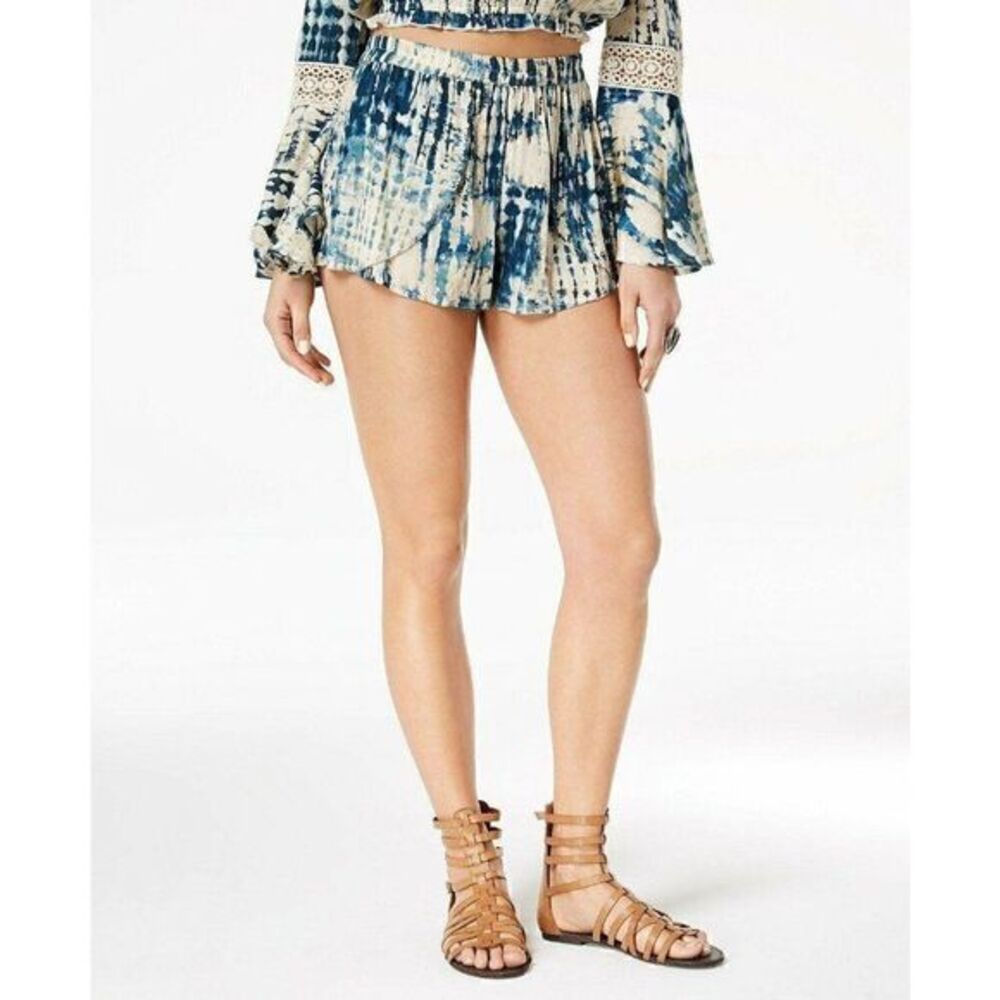 Blue Hi-Rise Tie-Dyed Shorts XS